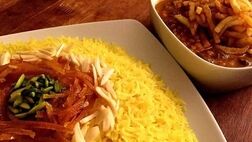 طرز تهیه شکرپلوی شیرازی با خورشت قیمه مجلسی
